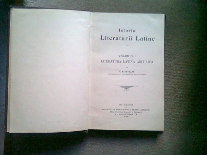 ISTORIA LITERATURII LATINE - D. EVOLCEANU VOL.1