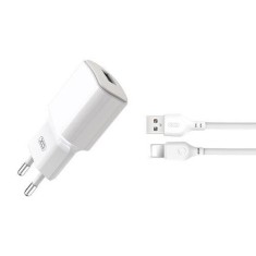 Incarcator retea XO L73, USB, 12W, 2.4A, Cablu Lightning inclus, Alb