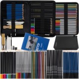 Set de desen și schițe Maaleo, 74 de piese, creioane grafit și colorate, penar practic inclus
