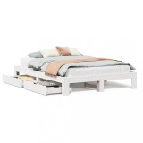 Cumpara ieftin Cadru de pat fara saltea, alb, 160x200 cm, lemn masiv pin