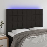 Cumpara ieftin Tăblie de pat cu LED, negru, 144x5x118/128 cm, textil