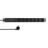 PDU LOGILINK 1U pt. rack 19 inch, 7 prize Schuko, intrare Schuko, max 16 A, ON/OFF, prot. suprasarcina, filtru de linie, IP20, 2 m, negru, &quot;PDU7C02&quot; (