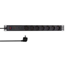 PDU LOGILINK 1U pt. rack 19 inch, 7 prize Schuko, intrare Schuko, max 16 A, ON/OFF, prot. suprasarcina, filtru de linie, IP20, 2 m, negru, &amp;quot;PDU7C02&amp;quot; ( foto