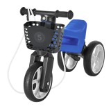 Bicicleta fara pedale Funny Wheels Rider SuperSport Blue Limited, cu cosulet pentru ghidon, 2 in 1, 18+ luni, pneuri si manere de cauciuc, 4 nivele de