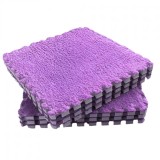 Set 10 piese covor tip puzzle, flippy, spuma eva, pufos, 30 x 30 x 1 cm, mov