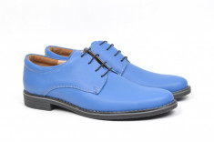 Pantofi barbati albastri, casual - eleganti, din piele naturala - 859AL foto
