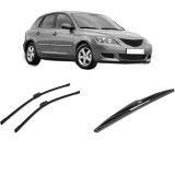 Cumpara ieftin Set 3 stergatoare MAZDA 3 (BK) din 2003-2009, pentru parbriz si luneta fata si spate auto, Bosch Twin-Aerotwin, din cauciuc siliconat rezistent, MAZDA