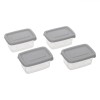 Set Caserole Plastic, Capacitate 120ml, Transparent cu Capac Gri, 4 Bucăți, Oem