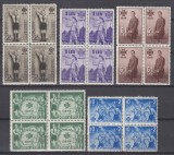 ROMANIA 1935 LP 110 O.E.T.R OFICIUL PENTRU EDUCATIA TINERETULUI ROMAN SERIA IN BLOC DE 4 TIMBRE STARE MNH, Nestampilat