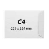 Plic C4, 229 x 324 mm, alb, autoadeziv, 90 g/mp, 25 bucati/set