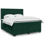 vidaXL Pat box spring cu saltea, verde &icirc;nchis, 180x200 cm, catifea 3293275