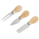Set 3 cutite Pufo pentru servire branza, cascaval, cu maner din lemn
