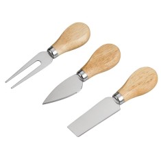 Set 3 cutite Pufo pentru servire branza, cascaval, cu maner din lemn foto
