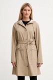 Rains geacă 18130 Curve Long Jacket culoarea bej, de tranziție, 18130