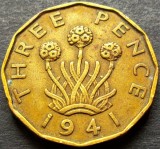 Cumpara ieftin Moneda istorica 3 (Three) PENCE - ANGLIA, anul 1941 *cod 886 B, Europa