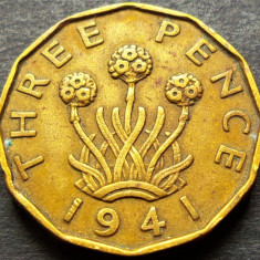 Moneda istorica 3 (Three) PENCE - ANGLIA, anul 1941 *cod 886 B