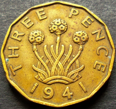 Moneda istorica 3 (Three) PENCE - ANGLIA, anul 1941 *cod 886 B foto