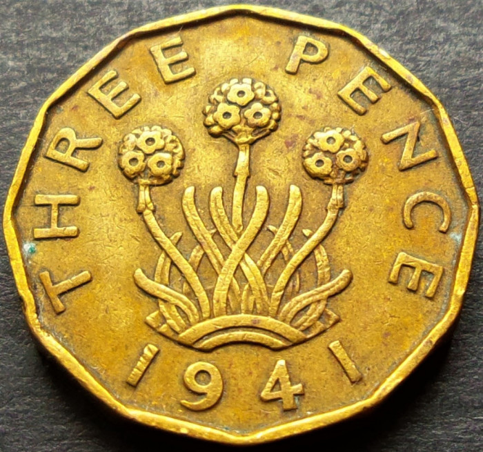 Moneda istorica 3 (Three) PENCE - ANGLIA, anul 1941 *cod 886 B