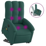 Cumpara ieftin Fotoliu rabatabil de masaj, cu ridicare, verde inchis, textil