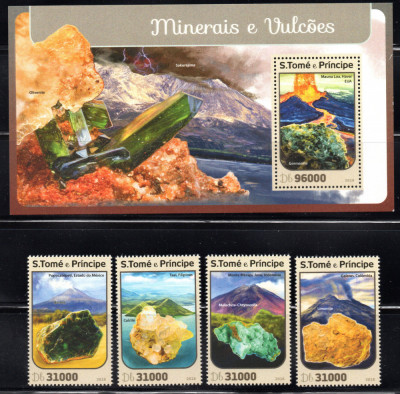 SAO TOME PRINCIPE 2016, Minerale, Vulcani, Peisaje, serie neuzata, MNH foto