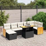 Cumpara ieftin Gossi set mobilier de gradina cu perne, 8 piese, negru, poliratan