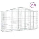 Cumpara ieftin Cosuri gabion arcuite 15 buc, 200x50x100/120cm, fier galvanizat