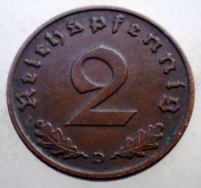 2.618 GERMANIA 2 REICHSPFENNIG 1938 D foto