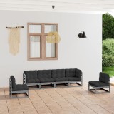 vidaXL Set mobilier de grădină cu perne, 6 piese, lemn masiv de pin 3076451