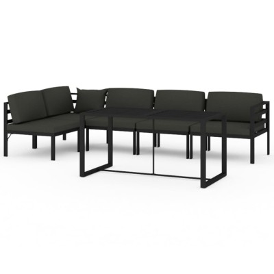 Set mobilier de gradina cu perne, 6 piese, antracit, aluminiu foto