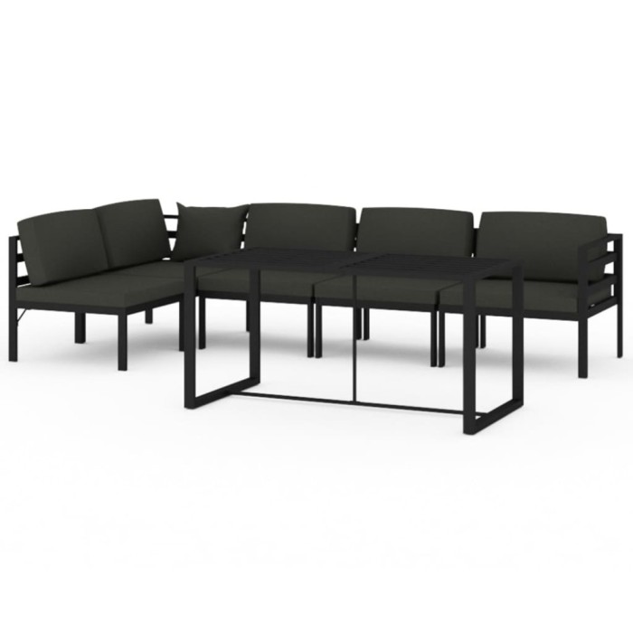 Set mobilier de gradina cu perne, 6 piese, antracit, aluminiu
