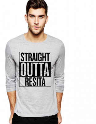 Bluza barbati gri cu text negru - Straight Outta Resita - S foto