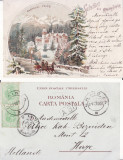 Sinaia (Peles)-Litografie 1900-tema Casa Regala-edit. Bucuresti