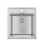 Chiuvetă bucătărie Alveus One 20, inox periat, 1 cuvă, 47.2 x 52 cm, montaj versatil, sifon inclus