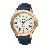 Ceas barbatesc Q&amp;Q QB22J107Y Auriu Rose Albastru Piele Analog