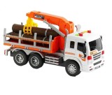 Camion cu lemne, sunete si lumini, scara 1:16, alb/portocaliu