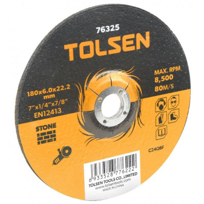 Disc abraziv cu centru coborat Tolsen, 230 x 6 x 22 mm, pentru piatra foto