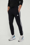 Adidas pantaloni de trening din bumbac culoarea negru, cu imprimeu IC0050