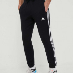 adidas pantaloni de trening din bumbac culoarea negru, cu imprimeu IC0050