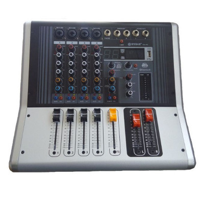 Mixer profesional cu amplificare WNGR, 4 canale, USB, 4 intrari microfon foto