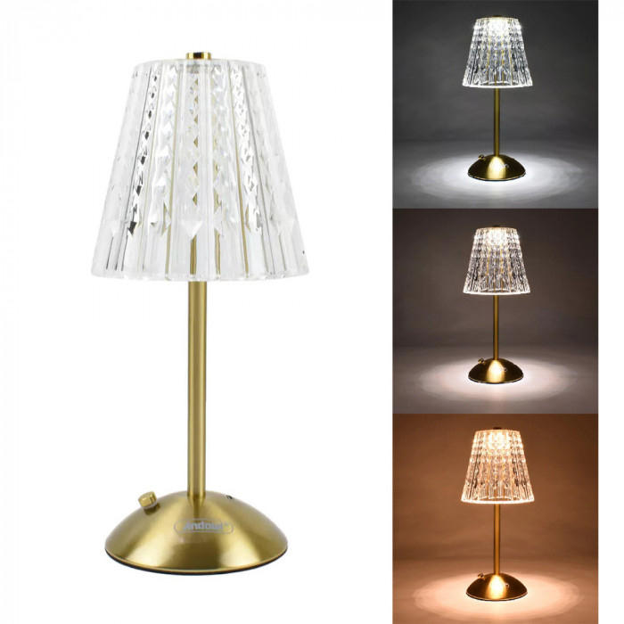 Lampa LED decorativa tip cristal, senzor tactil, 29 cm