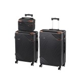 Set 3 Valize Rigide Leziter TraveLux Urban XVII, ABS, Negru, Roti Duble 360 Grade, Cod Numeric, 100L Mare