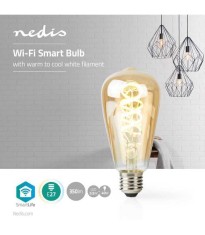 Bec Wi-Fi Smart LED cu filament E27 ST64 5.5W 350lm 1800-6500K Nedis