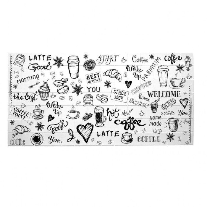 Panou decorativ, PVC, model modern, alb si negru, 96x48.5cm