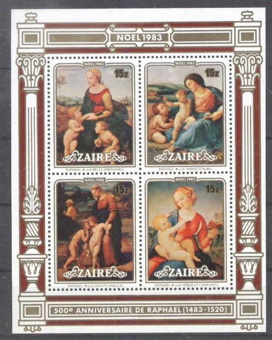 Zaire 1983 Painting, Religion, Christmas, perf. sheet, MNH R.068