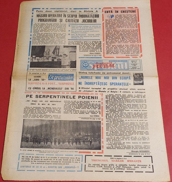 Ziarul Sportul Supliment FOTBAL 05.08.1988