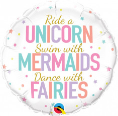 Balon Folie 45 cm Unicorn, Mermaids, Fairies, Qualatex 97402 foto