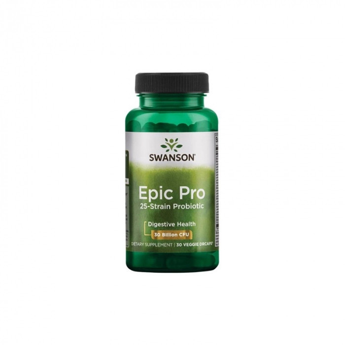 Supliment alimentar, Complex de Probiotice si Prebiotice, Swanson Epic Pro 25 Strain Probiotic - 30 capsule (30 doze)