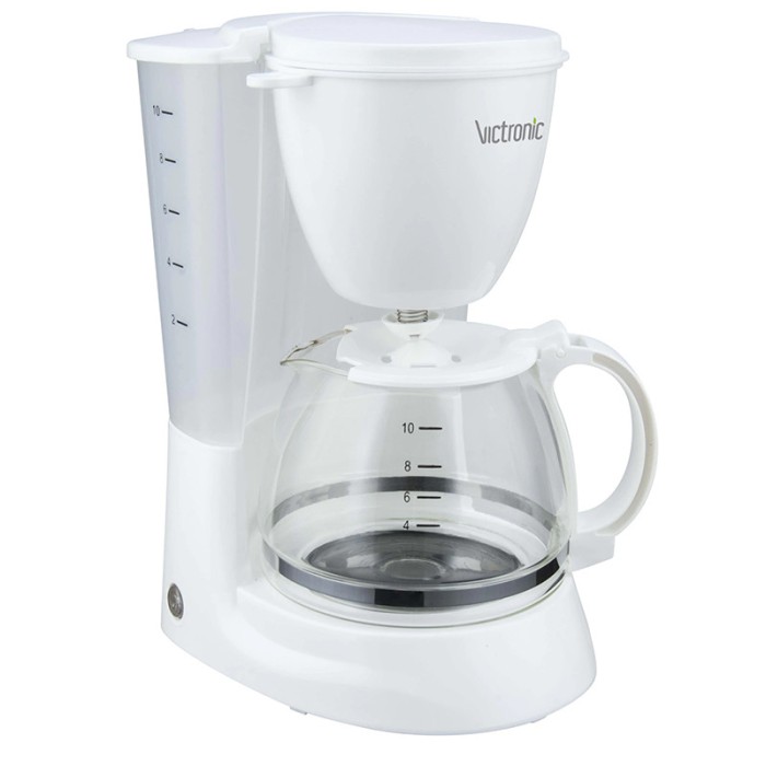 Filtru de cafea Victronic, 750 W, 1.25 l, 10-12 cesti, Alb