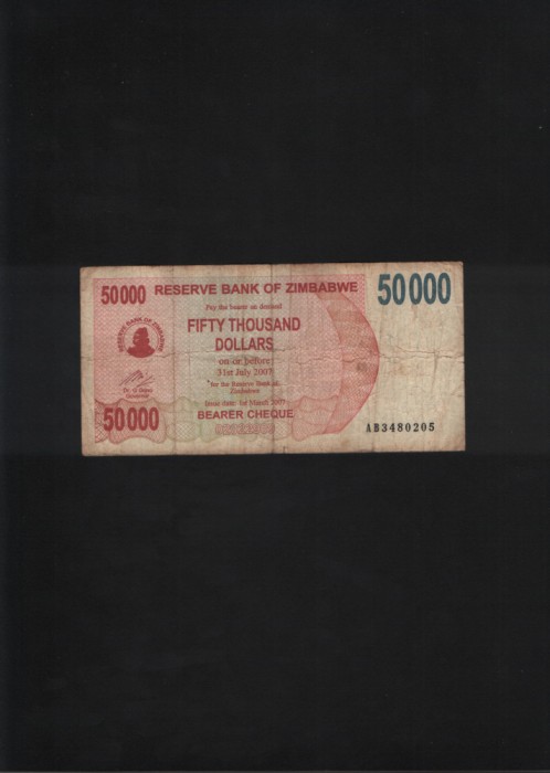 Rar! Zimbabwe 50000 50.000 dollars 2007 seria3480205