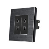 Cumpara ieftin Priza dubla Luxion cu module &icirc;nguste si rama din aluminiu, negru